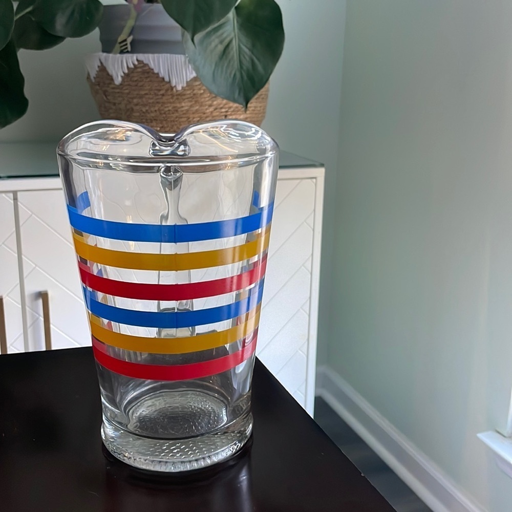 Vintage Libbey mid century modern striped pitcher